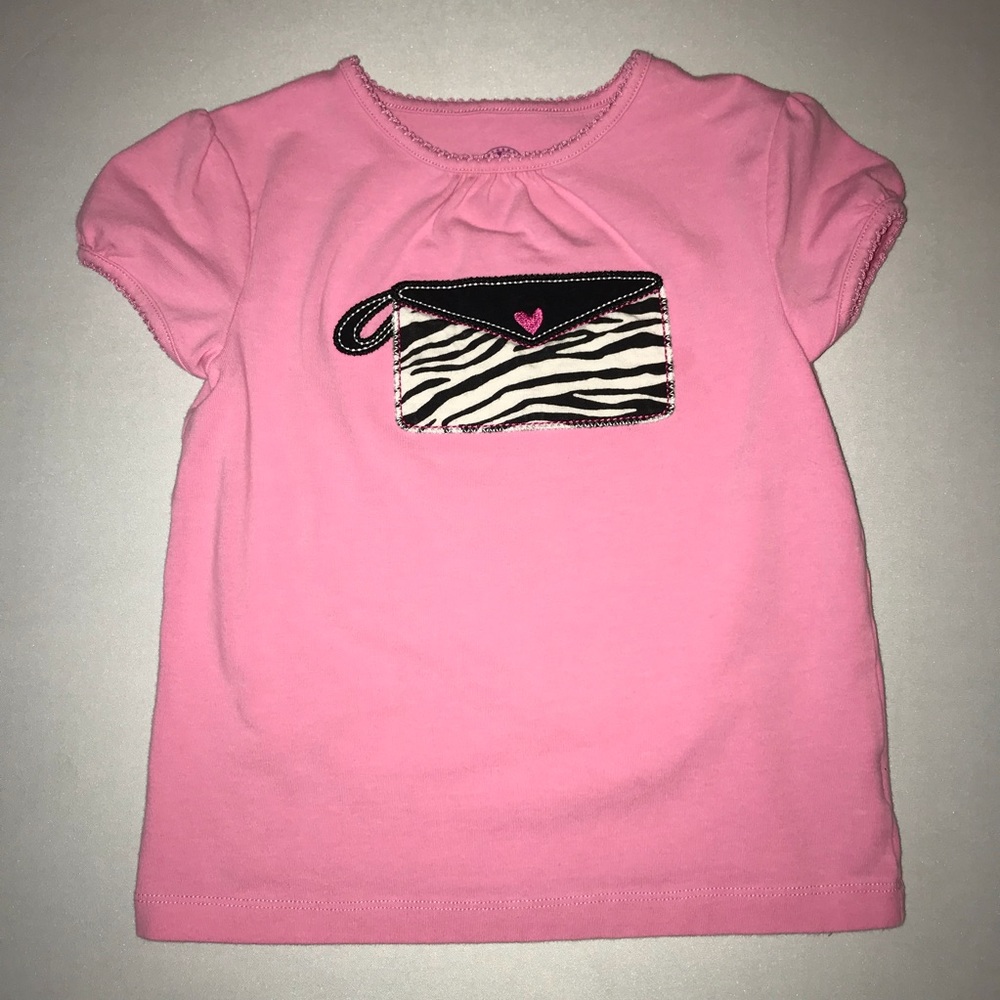 JK Girls Pink Purse Tee Shirt Size 5